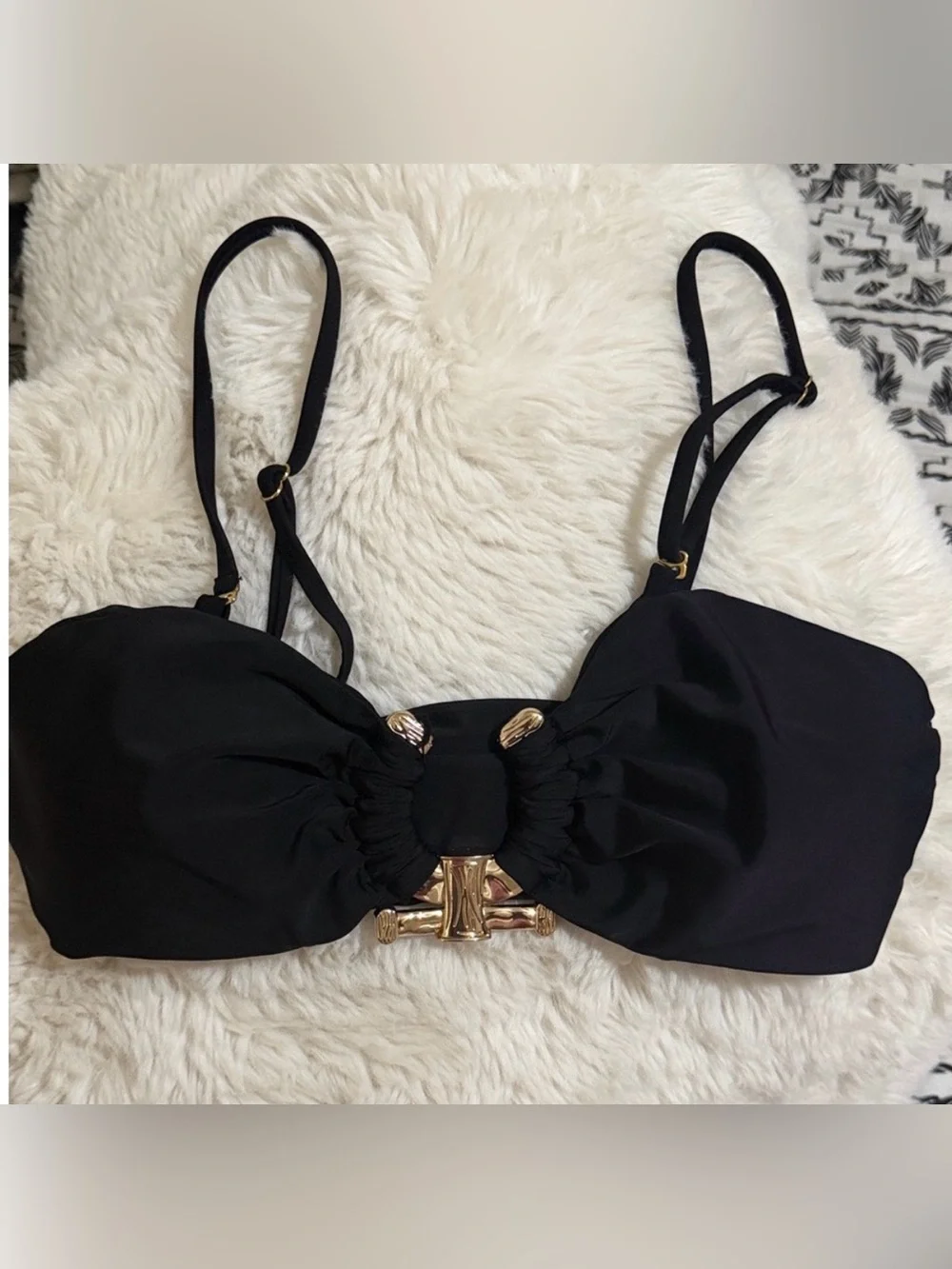 Black Women's Bikini two pieces with Gold Accent - Picture 6 of 7